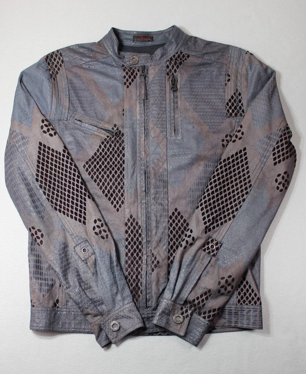 Vintage Black Braided Leather Moto Biker Removable Insulated Jacket Womens Large